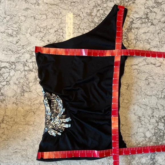 Mandee Black with Silver Side Sequins Top - Size Medium - Picture 4 of 9